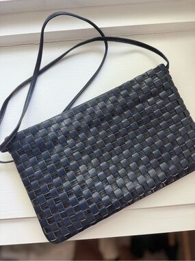 Vintage David Mehler for Dame Black and Blue Woven Crossbody Bag